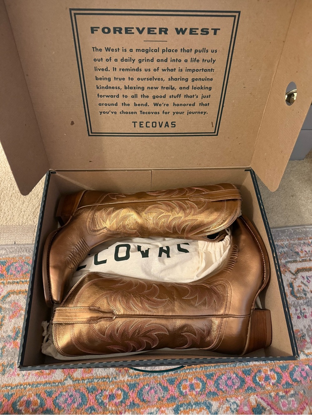 Tecovas Annie Metallic Copper Western Cowboy Boots